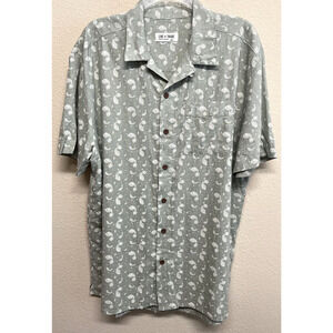 Line Of Trade Linen Blend Button Up Shirt Men's XL Short Sleeve Green Paisley